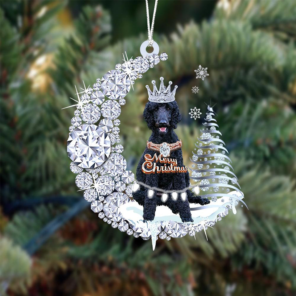 Black Poodle Diamond Moon Merry Christmas Ornament Christmas Tree Hanging Ornament