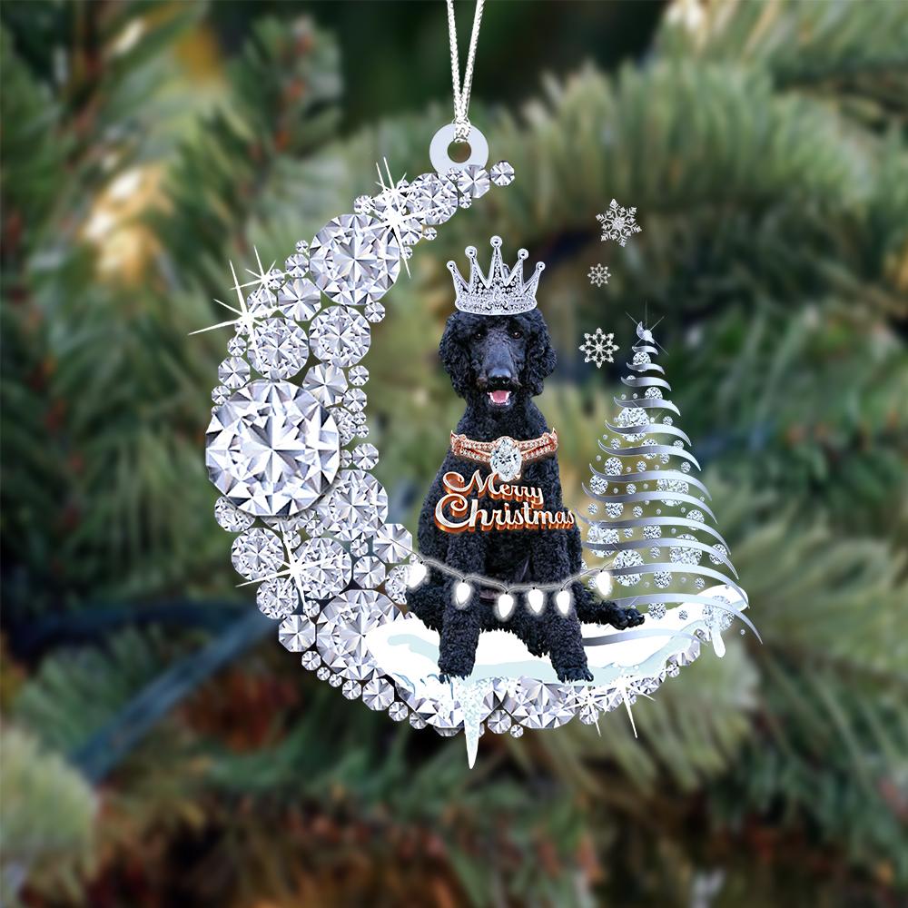 Black Poodle Diamond Moon Merry Christmas Ornament Christmas Tree Hanging Ornament