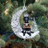 Black Poodle Diamond Moon Merry Christmas Ornament Christmas Tree Hanging Ornament