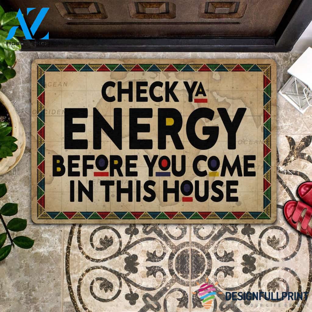 Black Pride Check Ya Energy African American Doormat HG