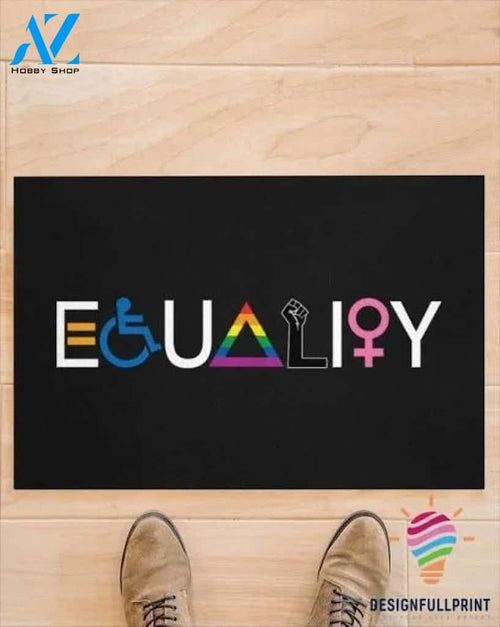 African Gift LGBT Pride Gift Idea Black Pride LGBT Pride Equality Black LGBT Disabled Women Welcome Non-Slip Rubber Backing Doormat NHD