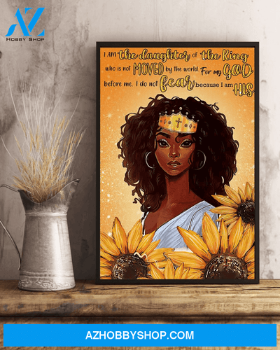 Black Queen Girl Sunflower Poster I Am The Daughter Of The Kings Vintage Poster Canvas, Wall Decor Visual Art