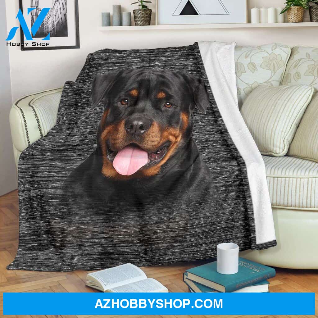 Black Rottweiler Fleece Blanket
