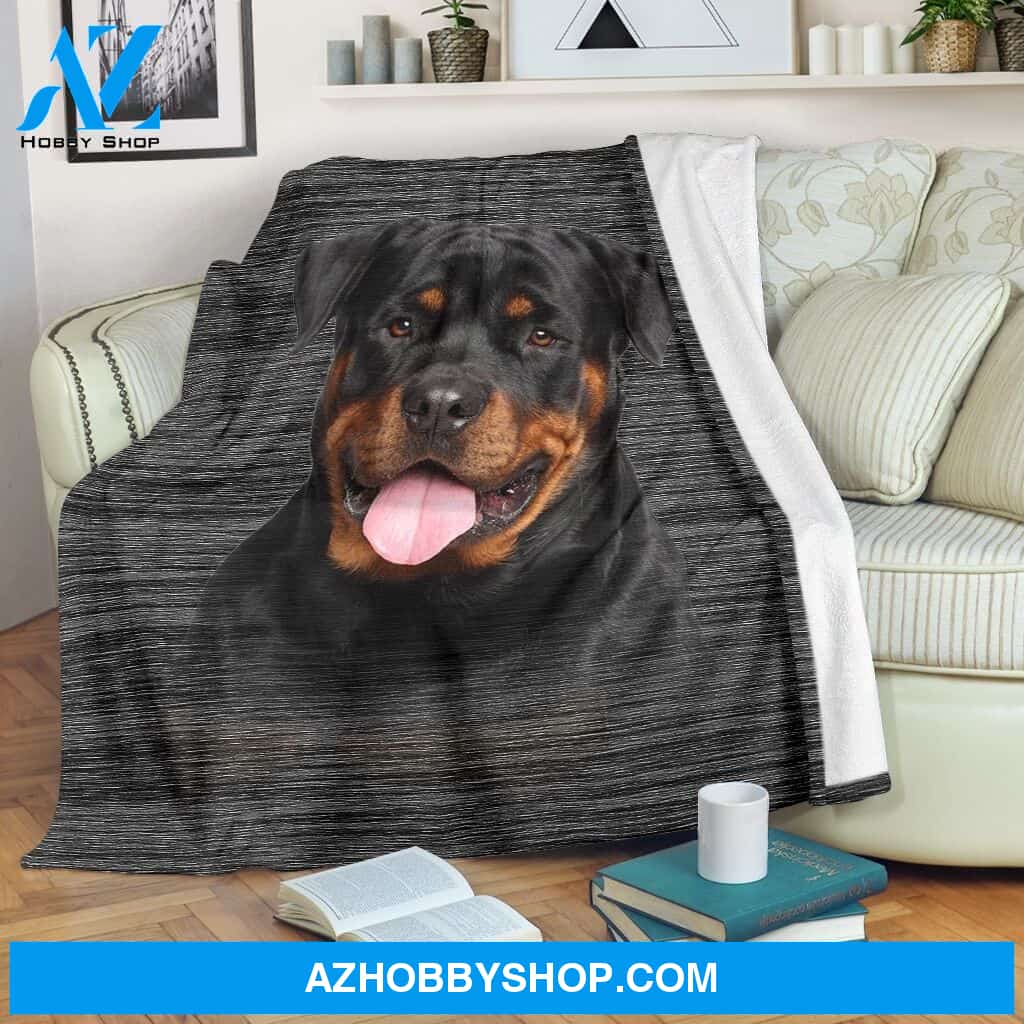 Black Rottweiler Fleece Blanket