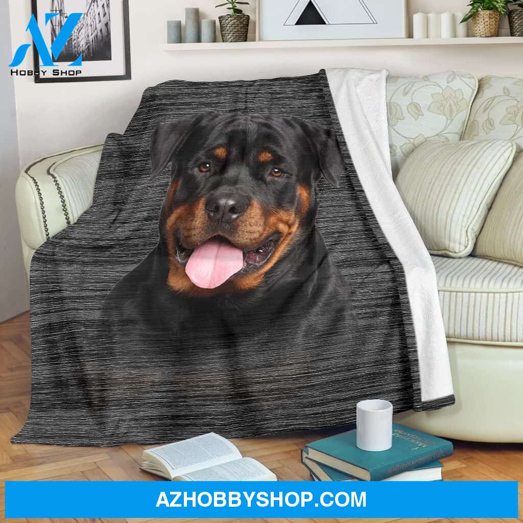 Black Rottweiler Fleece Blanket