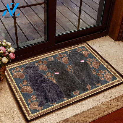Black Russian Terrier Flower Paw - Dog Doormat | Welcome Mat | House Warming Gift