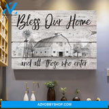 Black sketch farm - Bless our home - Jesus Landscape Canvas Prints, Wall Art
