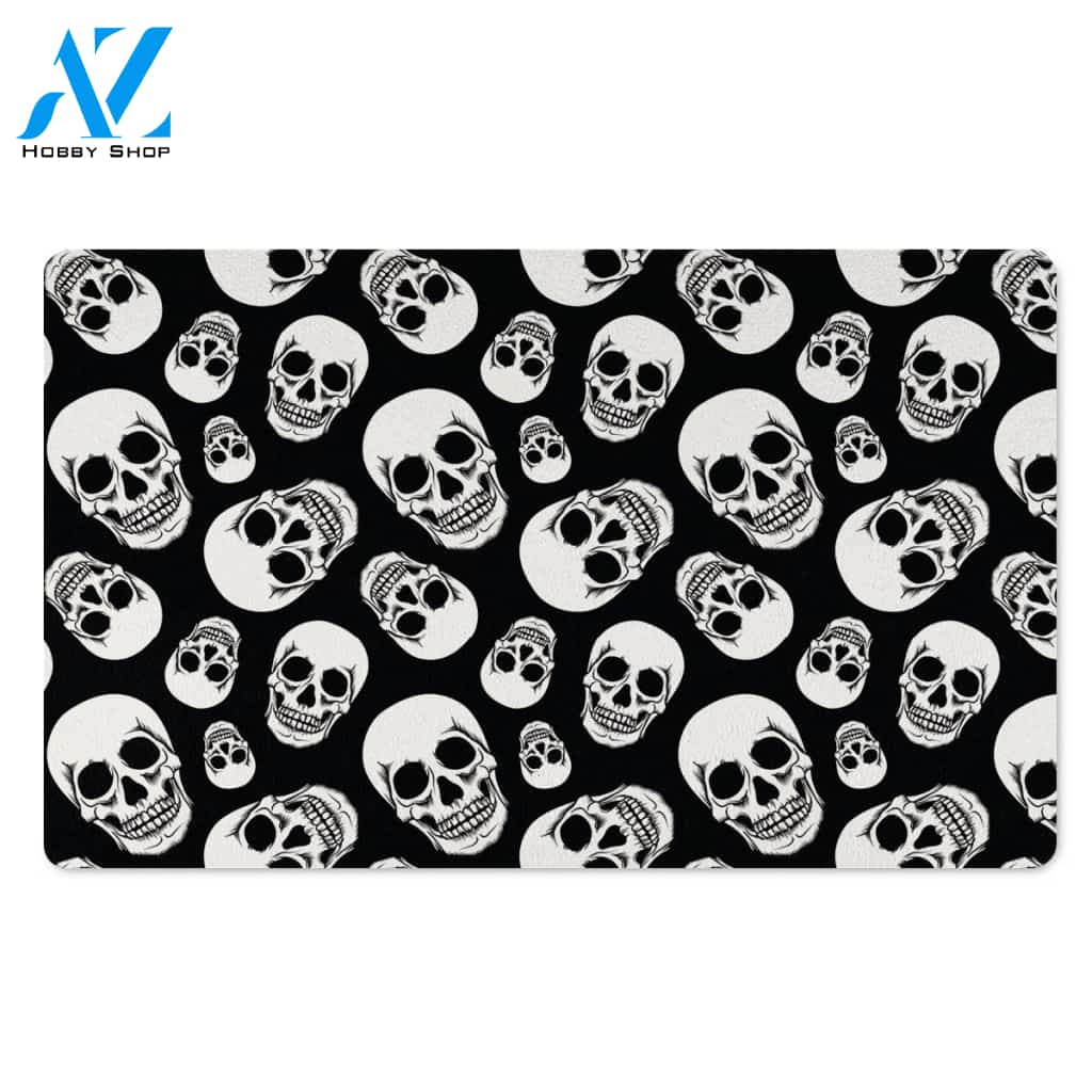 Black Skull Door Mat