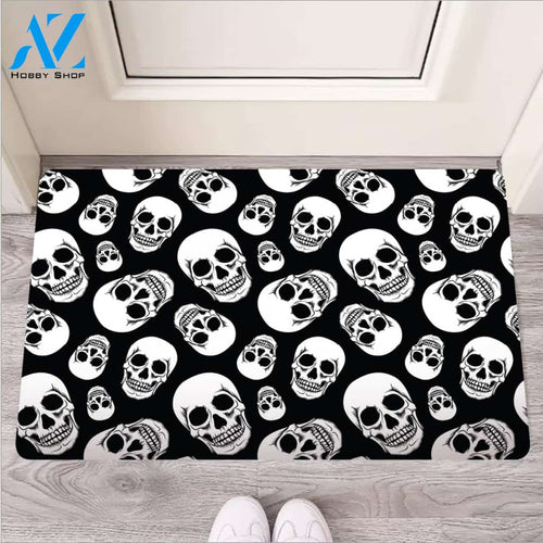 Black Skull Door Mat