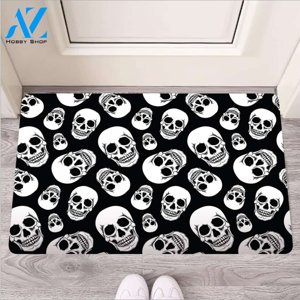 Black Skull Door Mat