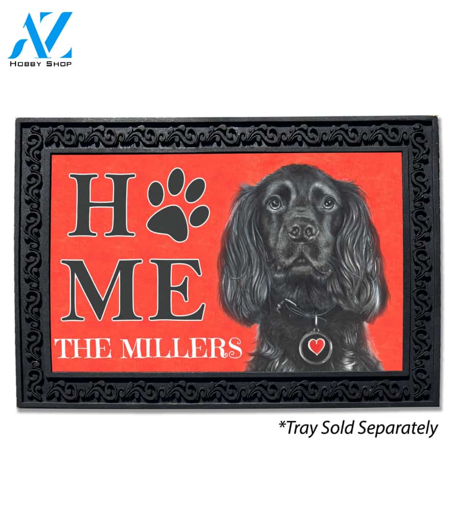 Black Springer Spaniel Personalized Doormat - 18" x 30"