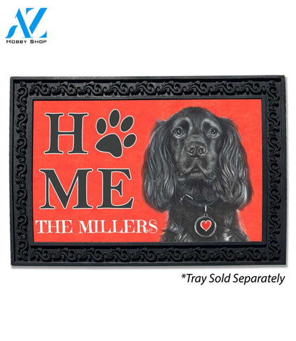 Black Springer Spaniel Personalized Doormat - 18" x 30"