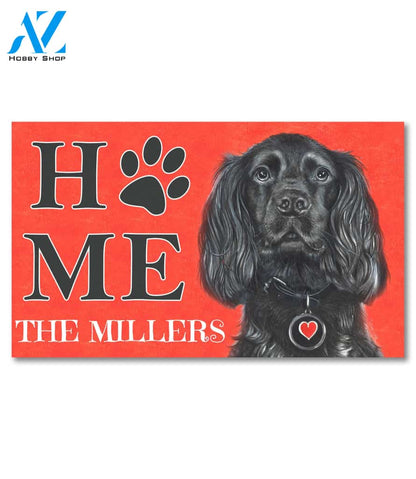 Black Springer Spaniel Personalized Doormat - 18" x 30"