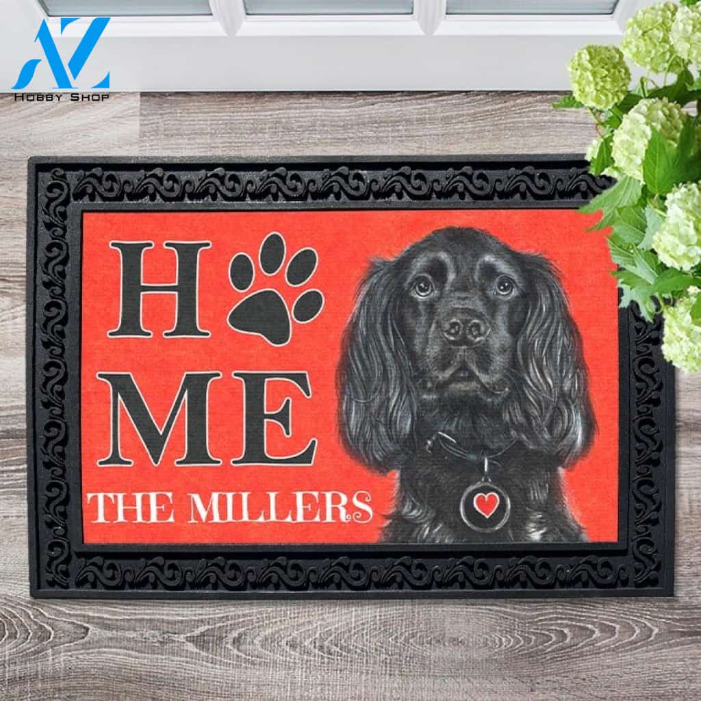 Black Springer Spaniel Personalized Doormat - 18" x 30"