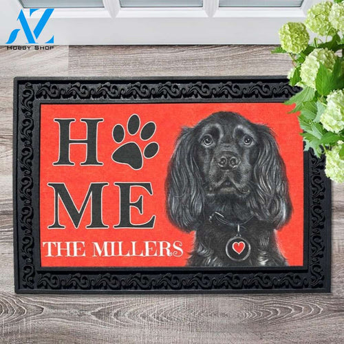 Black Springer Spaniel Personalized Doormat - 18" x 30"