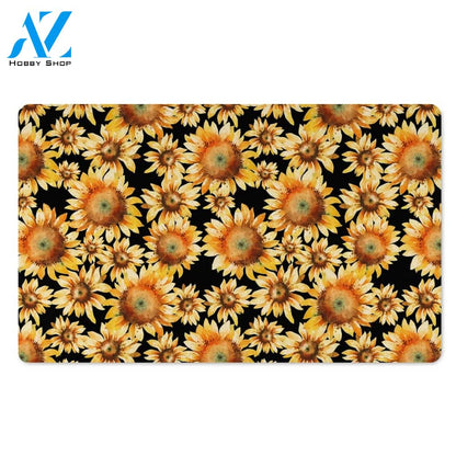 Black Sunflower Door Mat