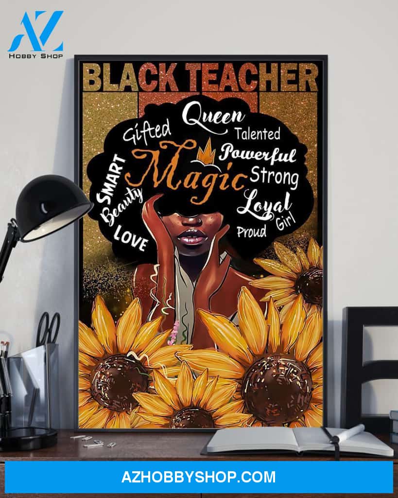 Teacher Classroom Canvas Black Teacher, Student Wall Art Back to School Gift for Teacher