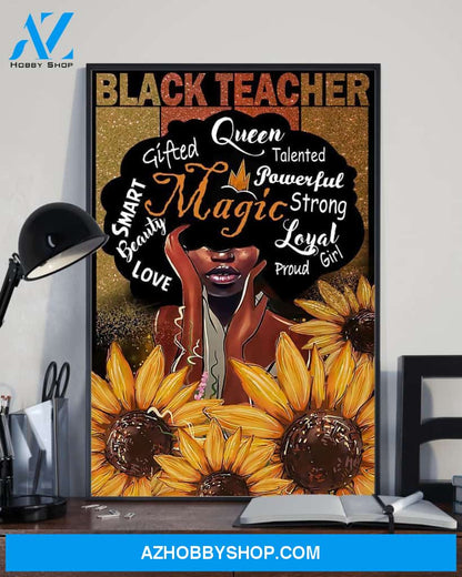 Teacher Classroom Canvas Black Teacher, Student Wall Art Back to School Gift for Teacher