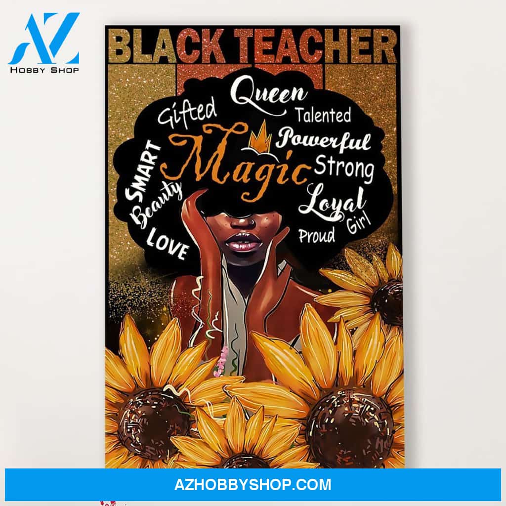 Teacher Classroom Canvas Black Teacher, Student Wall Art Back to School Gift for Teacher