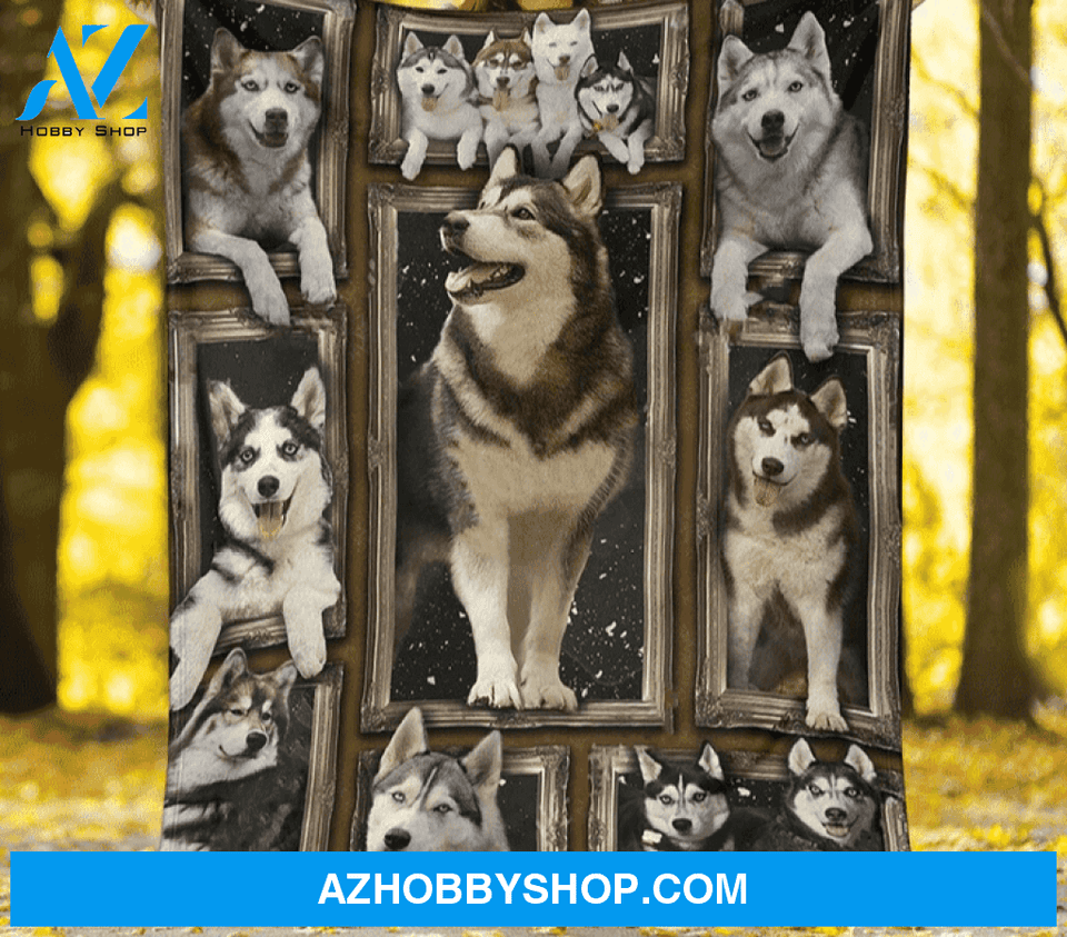 Black & White Husky 3D Blanket Gift For Husky Dog Lovers Gift For Friend Family Home Decor Bedding Couch Sofa Soft and Comfy Cozy