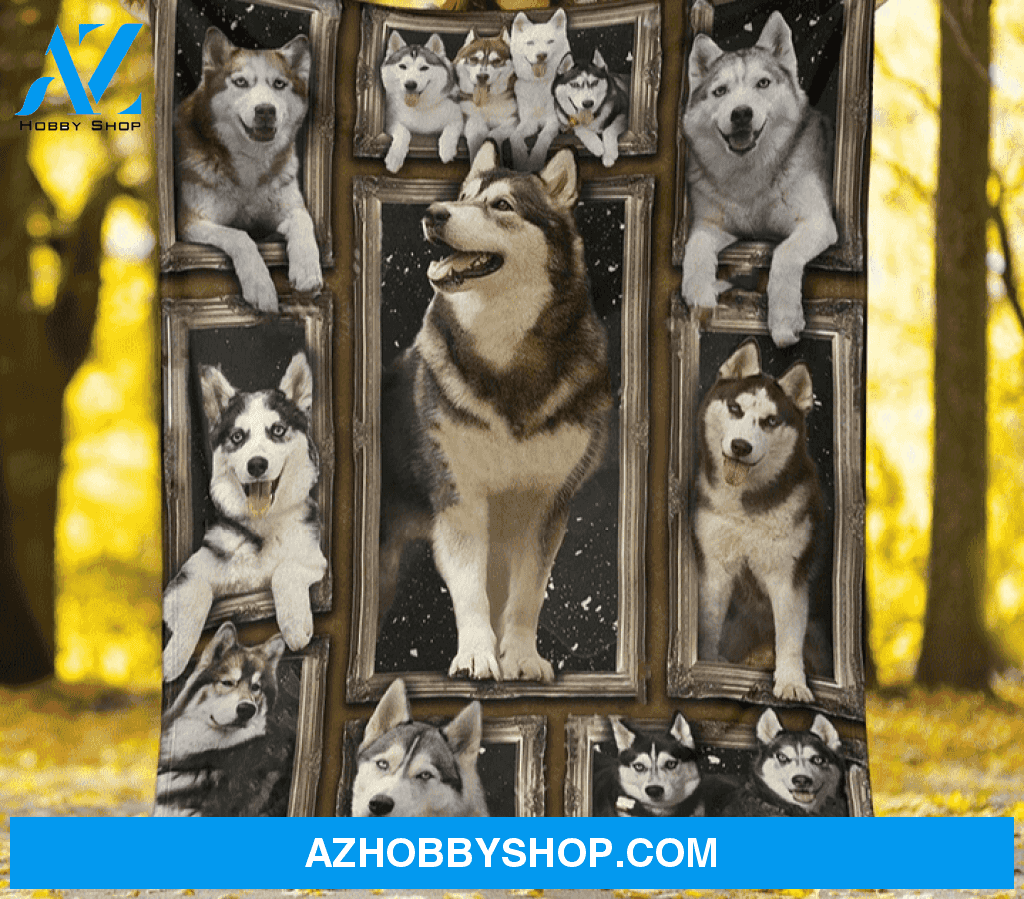 Black & White Husky 3D Blanket Gift For Husky Dog Lovers Gift For Friend Family Home Decor Bedding Couch Sofa Soft and Comfy Cozy