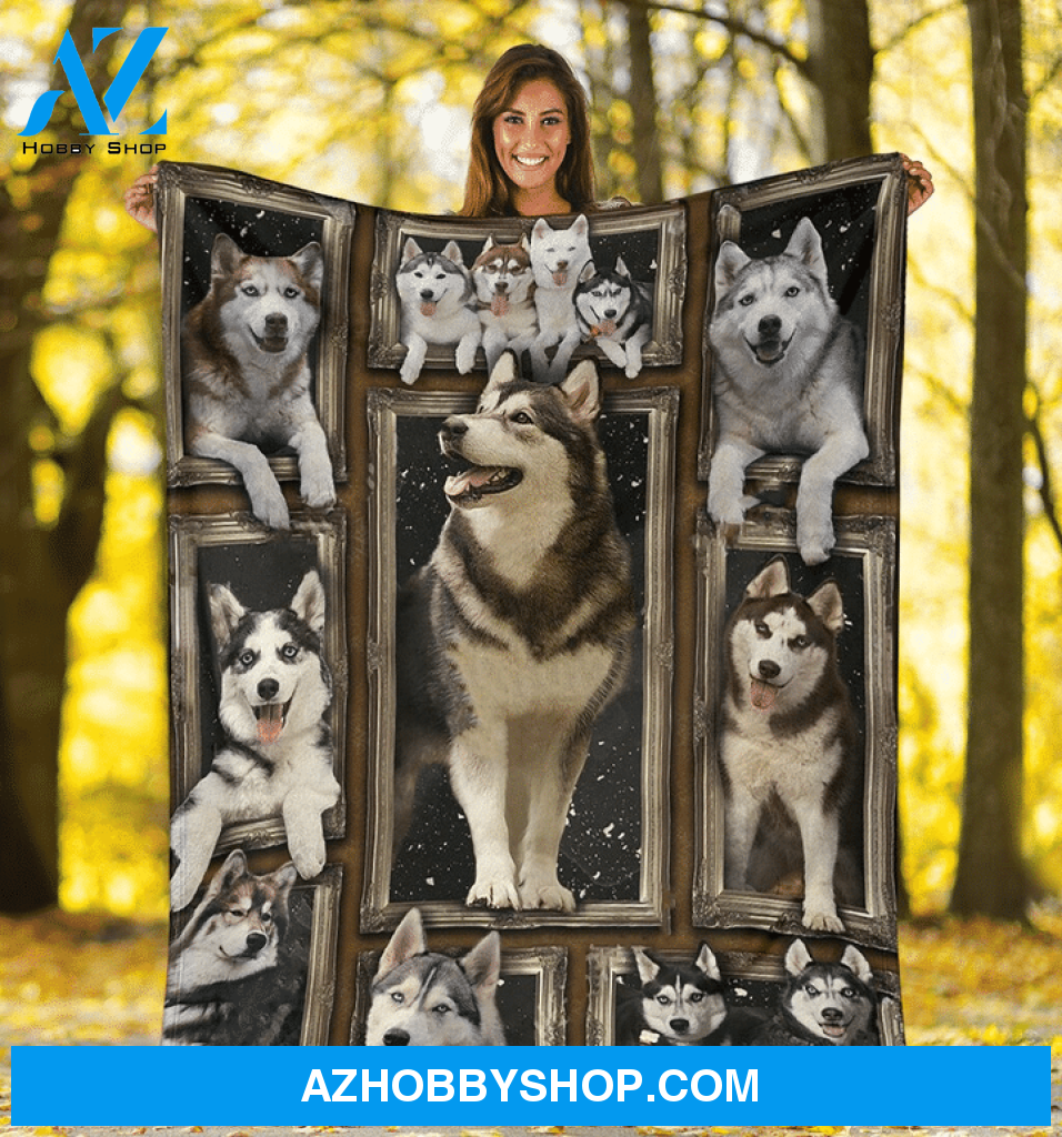 Black & White Husky 3D Blanket Gift For Husky Dog Lovers Gift For Friend Family Home Decor Bedding Couch Sofa Soft and Comfy Cozy