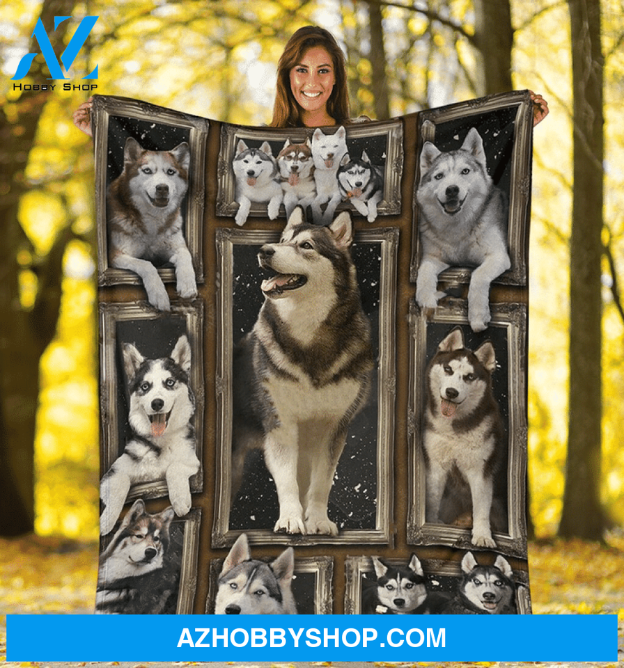 Black & White Husky 3D Blanket Gift For Husky Dog Lovers Gift For Friend Family Home Decor Bedding Couch Sofa Soft and Comfy Cozy