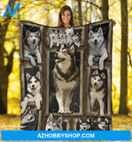 Black & White Husky 3D Blanket Gift For Husky Dog Lovers Gift For Friend Family Home Decor Bedding Couch Sofa Soft and Comfy Cozy