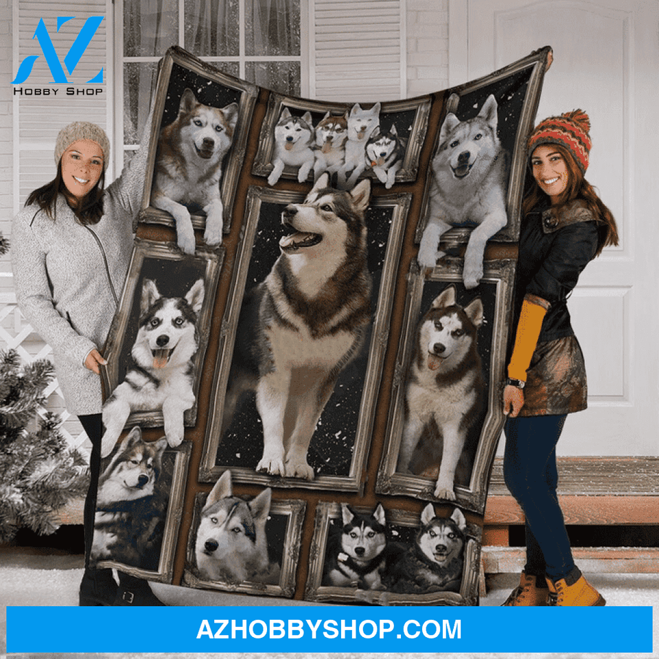 Black & White Husky 3D Blanket Gift For Husky Dog Lovers Gift For Friend Family Home Decor Bedding Couch Sofa Soft and Comfy Cozy