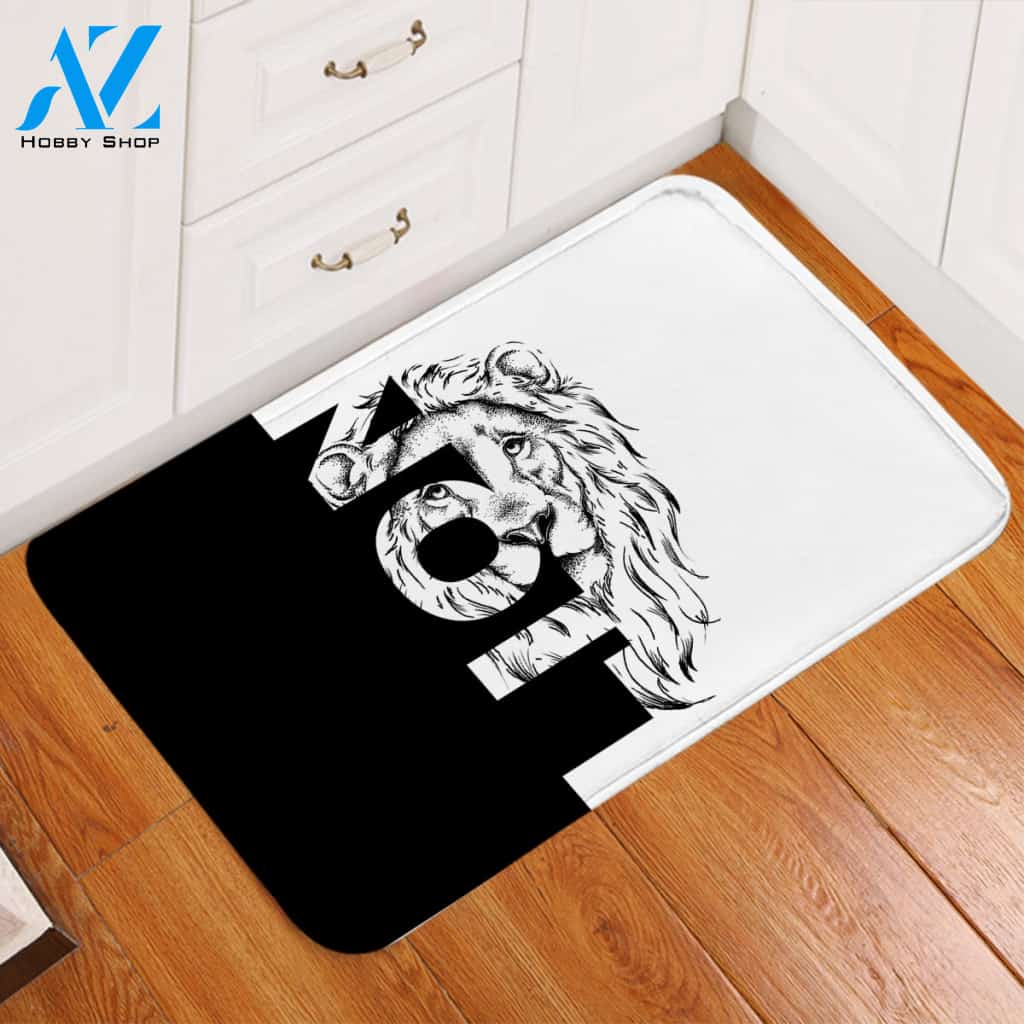 Black & White Lion Door Mat