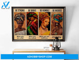 Vintage Afro Queen Poster, Black Girl Poster, Black Woman I Am Enough Poster, Be Strong Be Brave Be Humble Be Badass Canvas And Poster, Wall Decor Visual Art