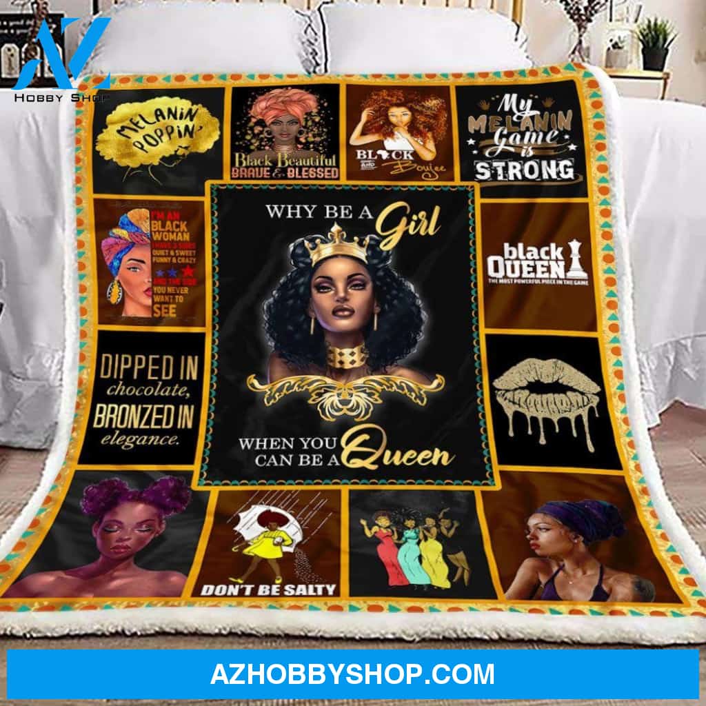 Black Woman With Crown Fleece Blanket