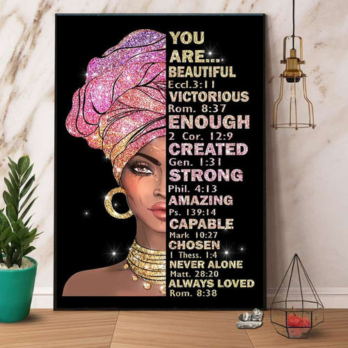 Black Woman You Are Beautiful Enough Created Paper Poster No Frame Matte Canvas Wall Decor