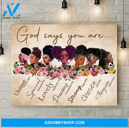 Black Women God Says You Are Canvas, African American Women Poster, Black Queen Canvas