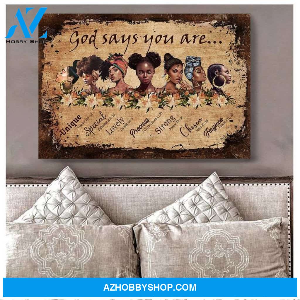 Black Women God Says You Are Poster Canvas, Black Woman Poster, African American Art, Black Woman Pride, Black Girl Wall Art, Black Poster 2