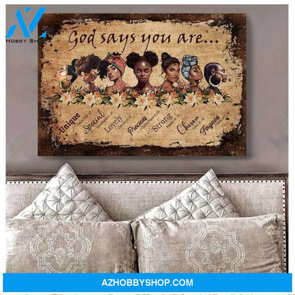 Black Women God Says You Are Poster Canvas, Black Woman Poster, African American Art, Black Woman Pride, Black Girl Wall Art, Black Poster 2