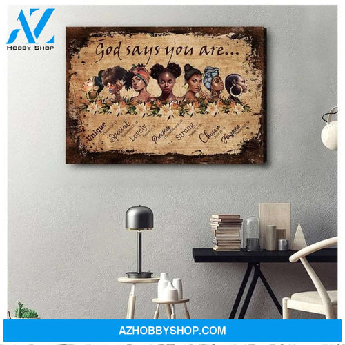 Black Women God Says You Are Poster Canvas, Black Woman Poster, African American Art, Black Woman Pride, Black Girl Wall Art, Black Poster 2