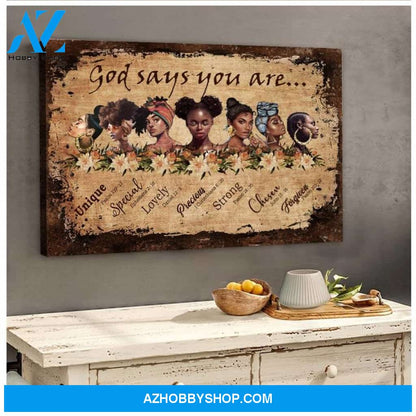 Black Women God Says You Are Poster Canvas, Black Woman Poster, African American Art, Black Woman Pride, Black Girl Wall Art, Black Poster 2