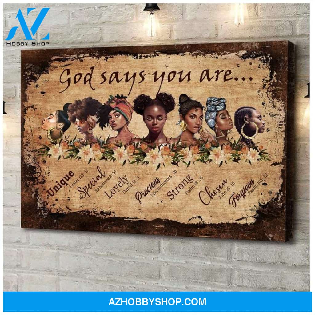 Black Women God Says You Are Poster Canvas, Black Woman Poster, African American Art, Black Woman Pride, Black Girl Wall Art, Black Poster 2