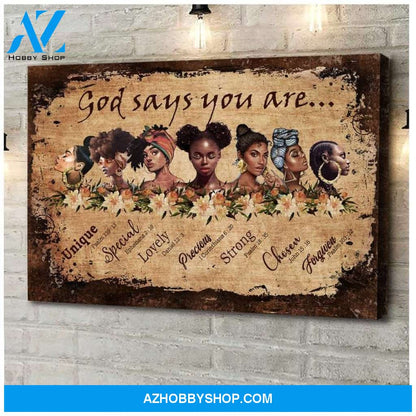 Black Women God Says You Are Poster Canvas, Black Woman Poster, African American Art, Black Woman Pride, Black Girl Wall Art, Black Poster 2