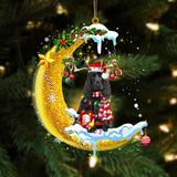 Godmerch- Black Cocker Spaniel On The Moon Merry Christmas Hanging Ornament, Car Ornament, Christmas Ornament