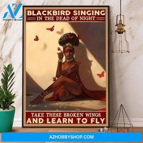 Blackbird Singing In The Dead Of Night Vintage Canvas And Poster, Wall Decor Visual Art