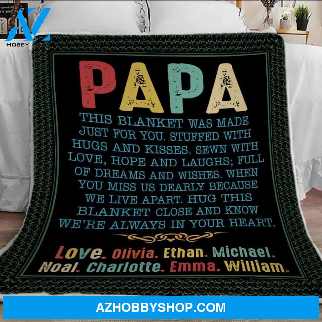Blanket For Papa, Papa Blanket - Love, Your Grandkids, Blankets With Name