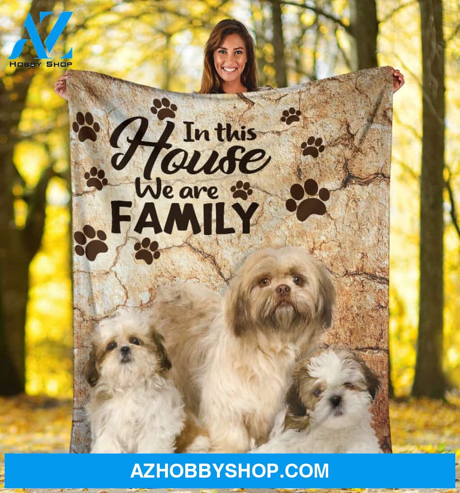 Blanket Gift For Dog Lovers In This House We Are Family Fleece Blankets Unique Gifts