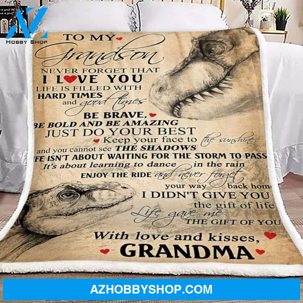 Blanket Gift For Grandson Dinosaurs To My Grandson From Grandma Fleece Blanket Gifts For Dad From Son
