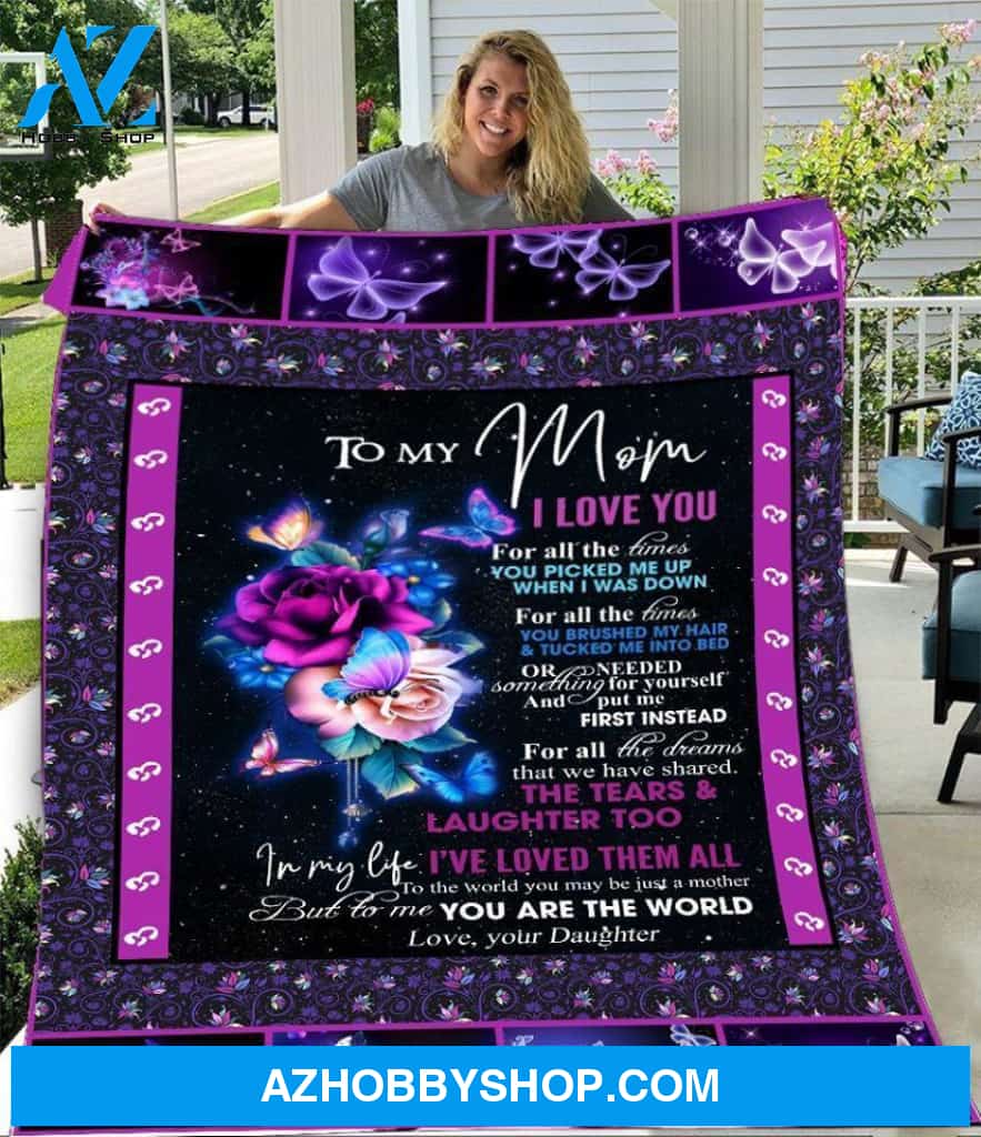 Blanket Mothers Day Gifts Galaxy Roses Butterfly To My Mom I Love Fleece Blankets Unique Gifts