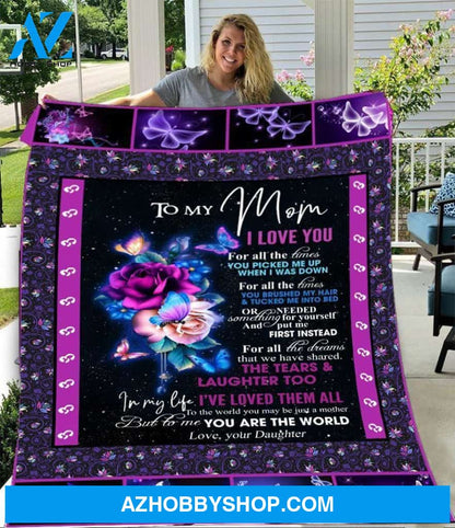 Blanket Mothers Day Gifts Galaxy Roses Butterfly To My Mom I Love Fleece Blankets Unique Gifts