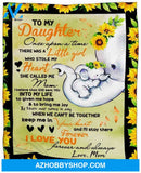 Blanket Mothers Day Gifts To My Daughter Elephant Sunflower Mom And Daughter Fleece Blanket Unique Gifts