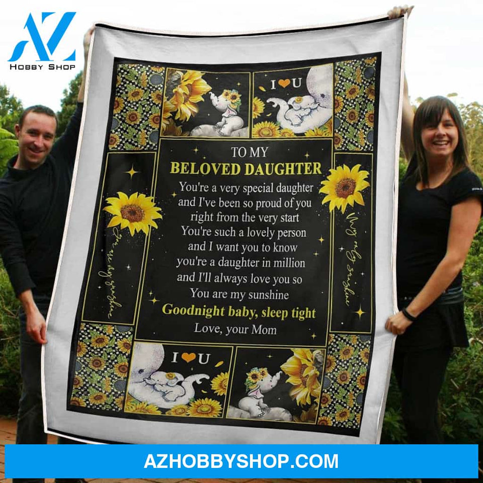 Blanket Mothers Day Gifts To My Daughter Elephant & Sunflower You Are Special Fleece Blanket Unique Gifts