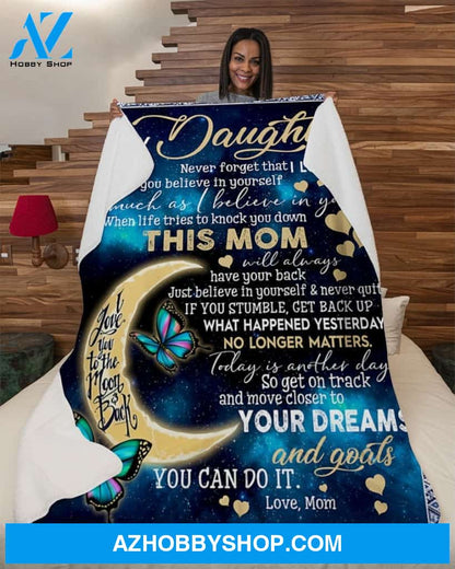 Blanket Mothers Day Gifts To My Daughter Mom Love Moon Back Fleece Blanket Best Gifts For Mom